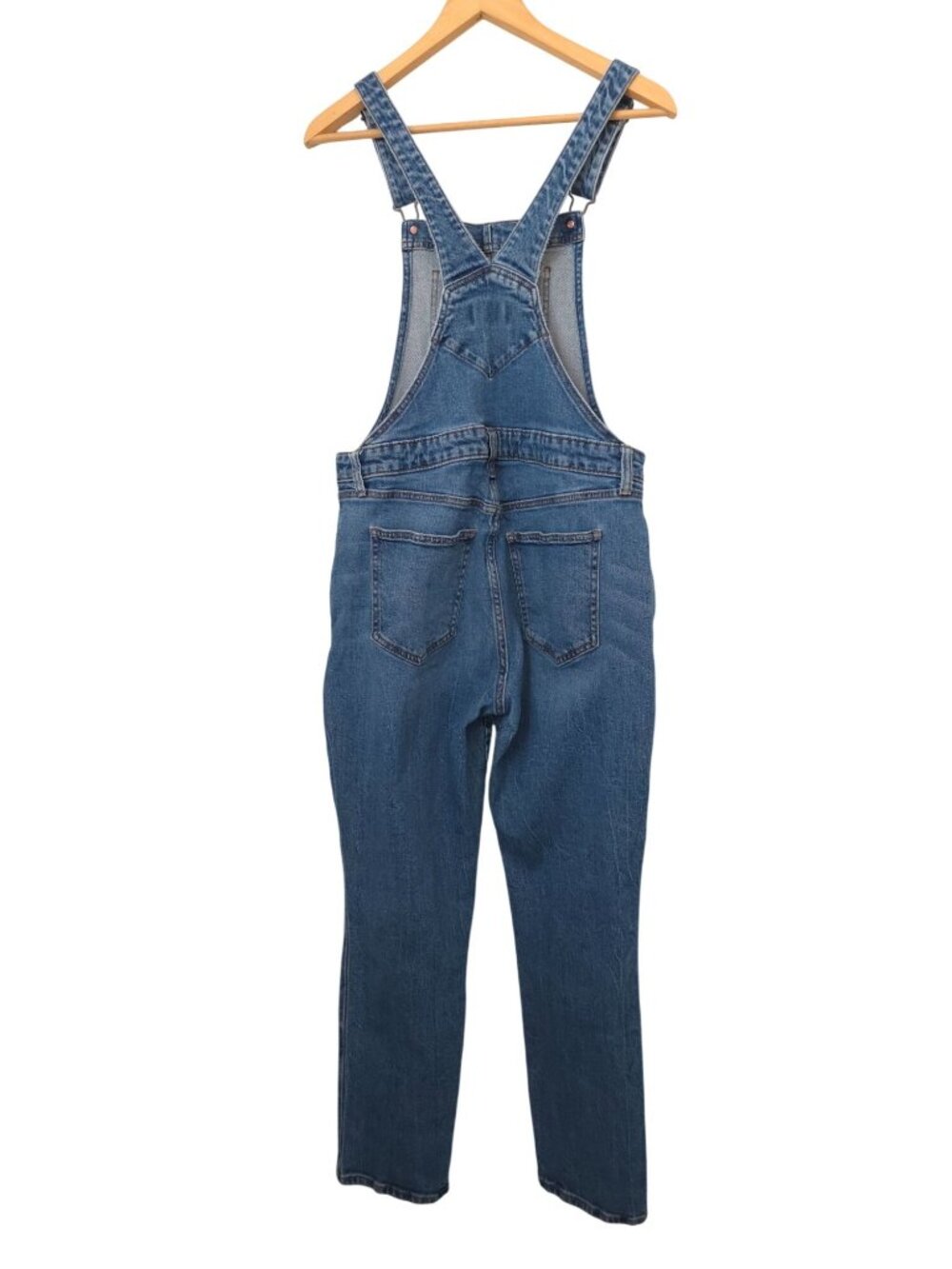 Old Navy Blue Denim Bib Overall Jeans w/ Side Zipper Women's Sz 12 - Picture 2 of 8